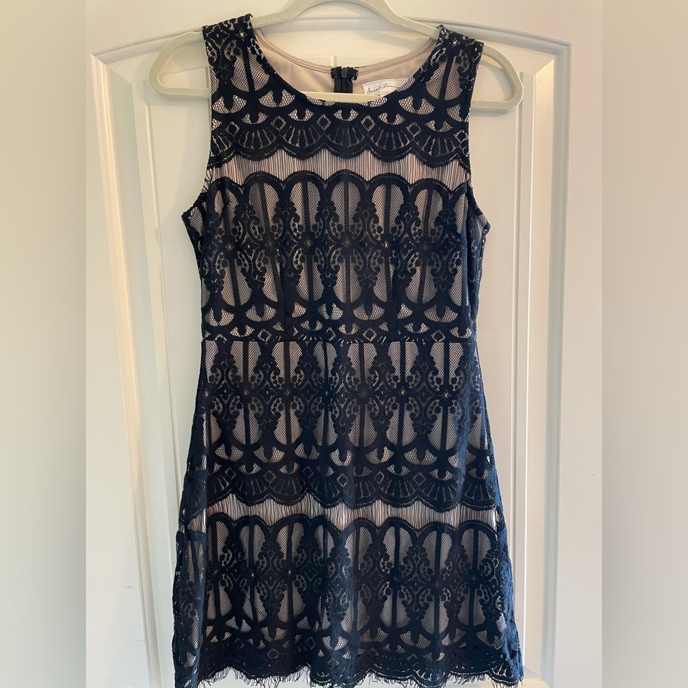 Sweet Journey Black and Tan Lace Dress